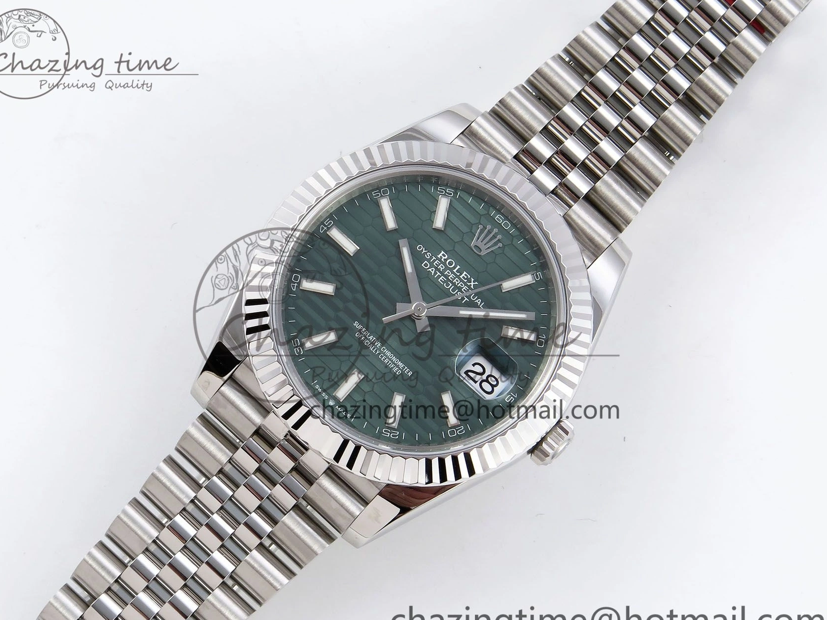 MiroTime 0120 DateJust 41 126334 904L SS VSF 1:1 Best Edition Green Textured Dial on Jubilee Bracelet VS FashionForward 1324